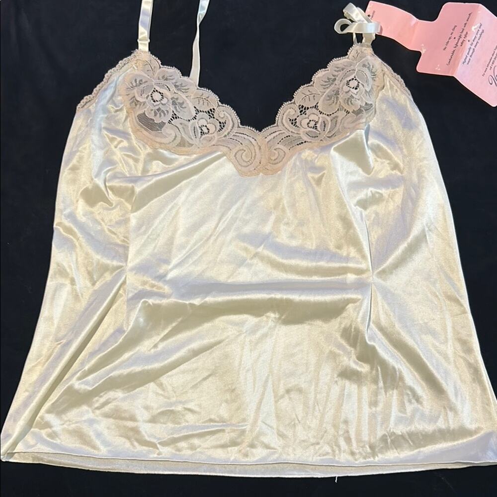 Vanity Fair Satin Camisole M | Ivory Lace Trim | NWT | Romantic Bridal Lingerie